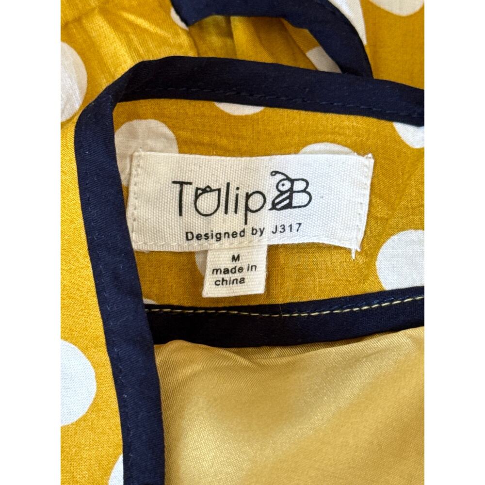 Tulip B Unique Vintage Yellow White Dots Retro A-line Swing Midi Skirt S NWT - Picture 7 of 8